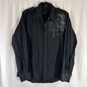 BKE Pearl Snap Shirt Men's Large Black Long Sleeve Slim Fit Cotton Lightweight